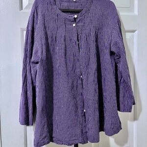 TOAST UK Blue & White Windowpane Check Smock Top in XL